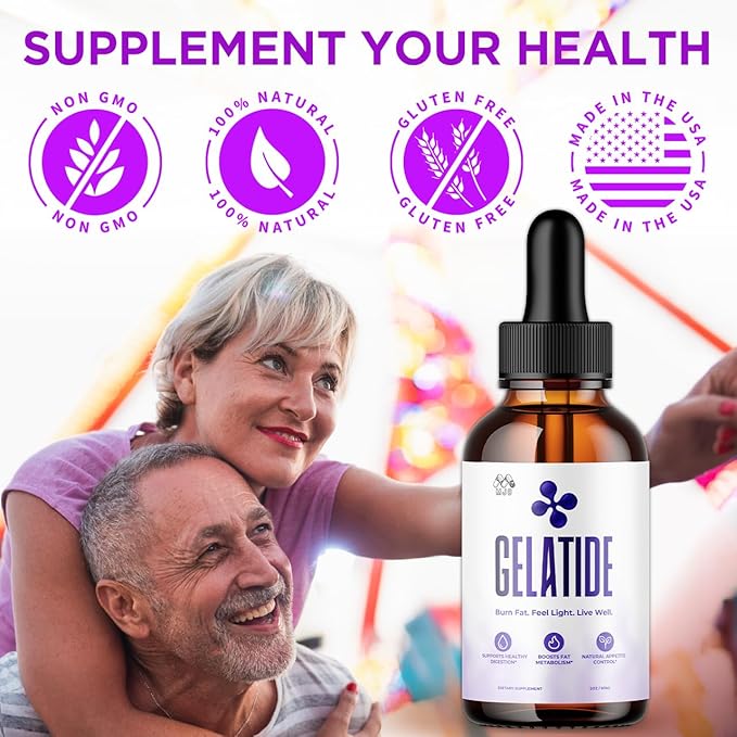 (2 Pack) Gelatide Drops, Official Gelatide Health Support Formula with All Natural Ingredients, Advanced Active Lifestyle Support Supplement Max Strength Vitamin Formula for Women & Men (60 Servings)