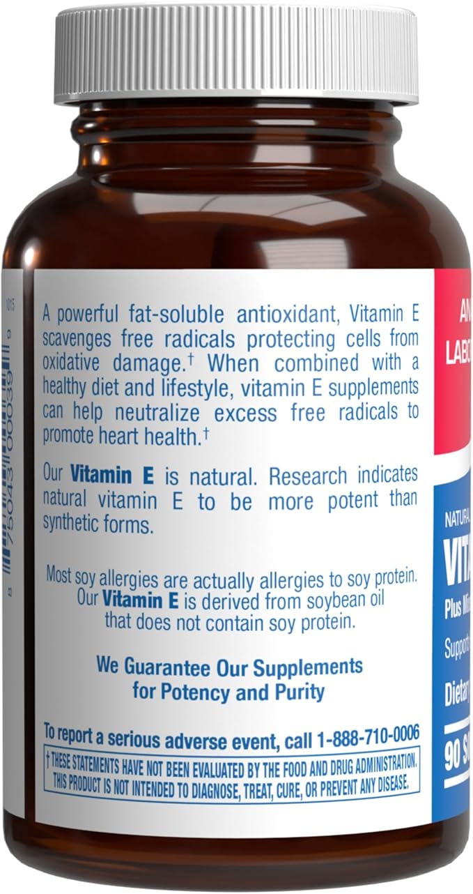 Vitamin E 400 IU Softgels - Clinical Formula Natural Vitamin E Supplement Complex with d-Alpha Tocopherol & Mixed Tocopherols for Hair Skin & Nails Plus Antioxidant Immune Support - 90 Servings
