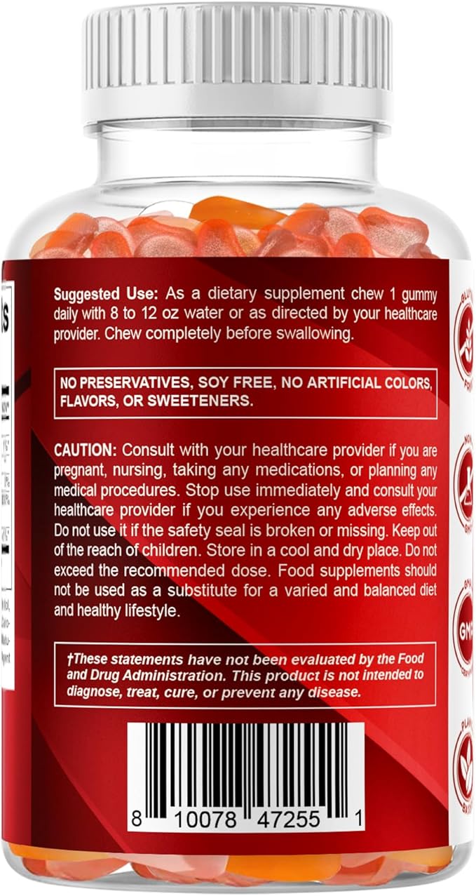 Vitamatic Sugar Free Vitamin A 25000 IU Gummies (Retinyl Palmitate) - Natural Strawberry Flavor - 120 Pectin Based Gummies (1 Bottle)