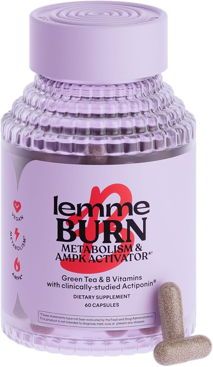 Lemme Burn - Metabolism, Belly Fat Burning + AMPK Activating Supplement for Men & Women w/Clinically Studied Actiponin Gynostemma, Green Tea Extract, Vitamins B6 & B12 - Gluten Free, 60 Count