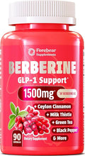 Berberine 1500mg GLP-1 Weight Loss Supplement Pills for Women & Men - Appetite Suppressant with Ceylon Cinnamon, Milk Thistle, Chromium Picolinate, Green Tea & Alpha Lipoic Acid - 90 Veggie Capsules