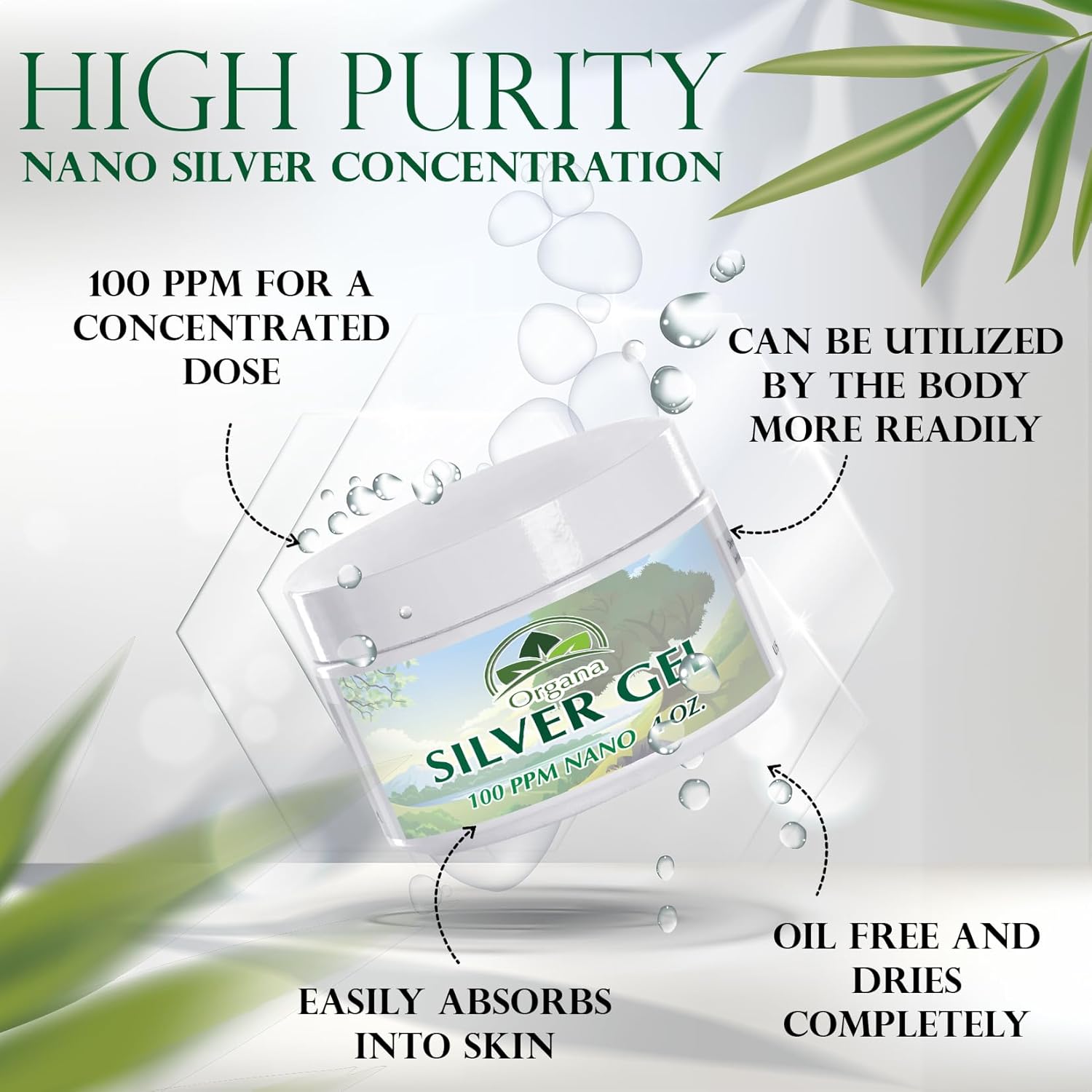 Organa Nano Silver Gel - Advanced Colloidal Silver Skin Cream - Wound Care & First Aid Gel Soothing Topical Ointment for Burns, Razor Burn and Sunburn Irritations - Unscented 4 Oz Jar