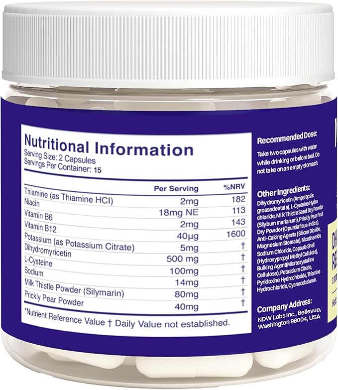 No Days Wasted DHM Detox, 30 Capsules (15 Servings) - Jar - Take During Evening for Better Next Day and Recovery