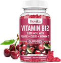 Vitamin B12 Complex 5000 mcg Methyl B12, Adenosyl B12 & Hydroxy B12, with Coenzyme Q10, Folate, Vitamin C, Chewable B 12 for Energy Support, Metabolism, Bone Health - Cherry Flavor