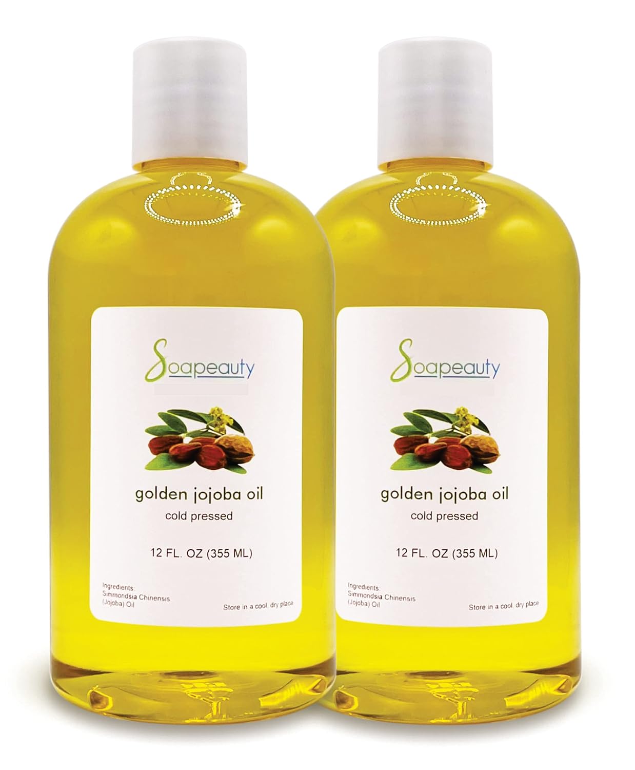 Soapeauty Golden Jojoba Oil | 100% Pure & Natural | Unrefined, Cold Pressed, Hexane Free | Moisturizing Oil for Skin, Face, Hair & Nails | 24 fl oz (2 * 12 fl oz)