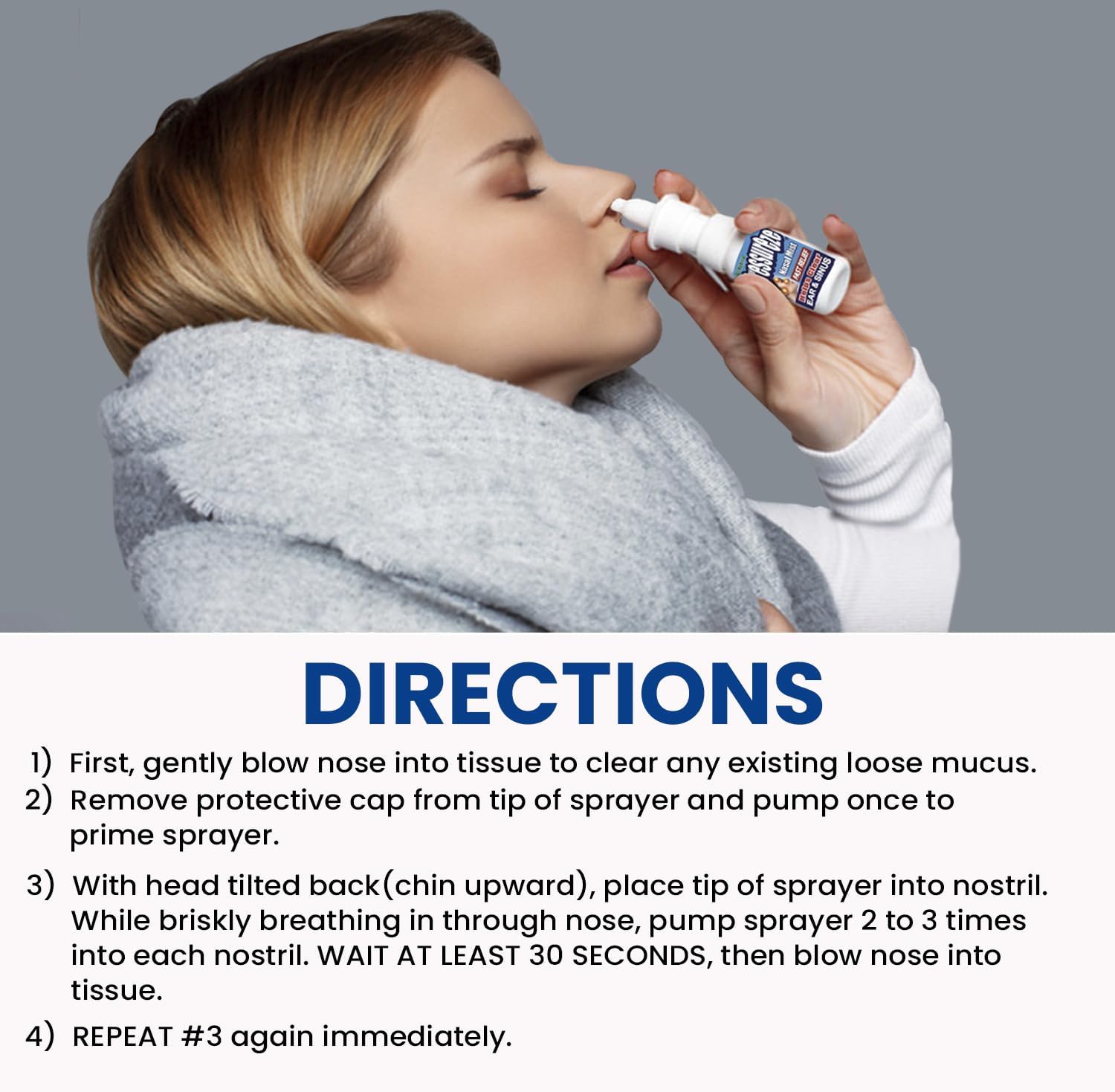 Pressureze All Natural Preservative-Free Sterile Nasal Spray - Fast Relief Nasal Spray - for Sinus Allergies, Loud Snoring & Congestion | 130 Sprays, 18 ml (Pack of 3)