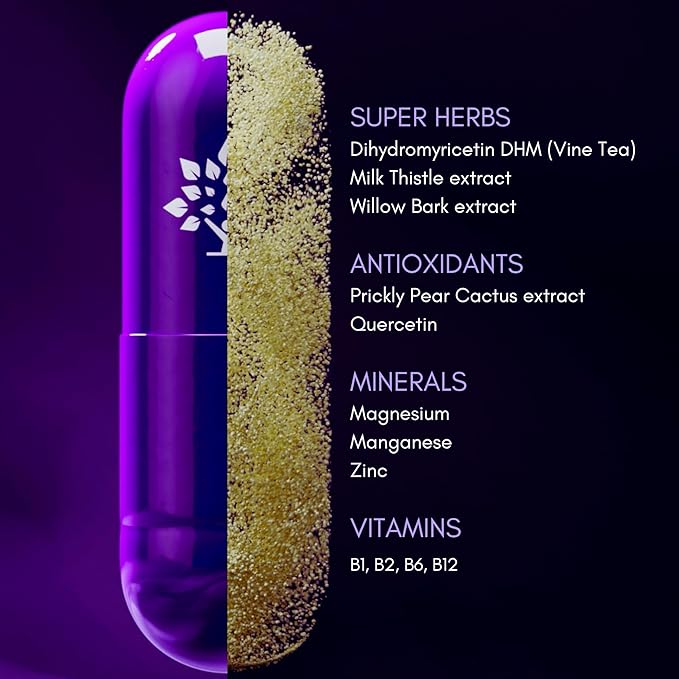 purple tree Post-Celebration Wellness Bottle + Packet Kit Combo, Liver Support, Rapid Hydration, Body Replenisher | Dihydromyricetin DHM, Milk Thistle, Electrolytes, Vitamin B, Willow Bark, Quercetin