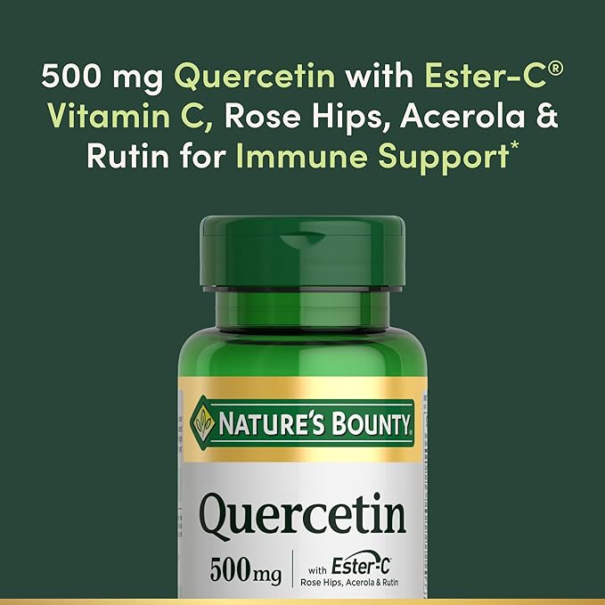 Nature's Bounty Quercetin, Immune Support, 500mg, with Vitamin C, Rose Hips, & Rutin, 60 Count (Pack of 3)