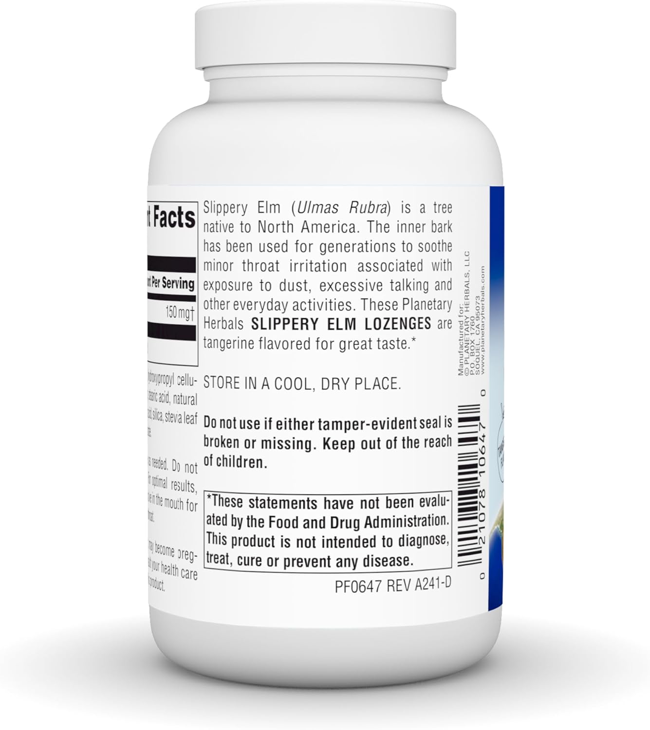 PLANETARY HERBALS Slippery Elm Lozenges, Tangerine, 200 Count