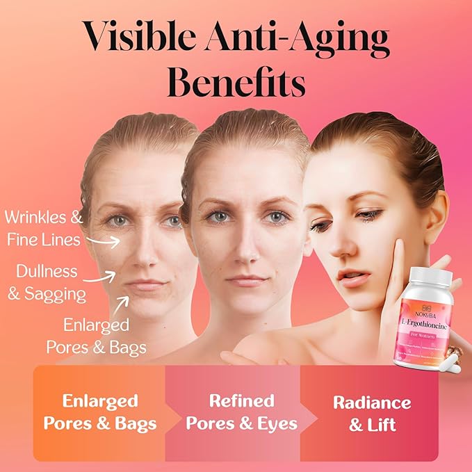 L-Ergothioneine with Collagen Peptides, Hyaluronic Acid | 2X Antioxidant of Glutathione | 11-in-1 Mushrooms Supplement for Women | Skin, Brain, Immune, Cognitive Support | 120 Capsules