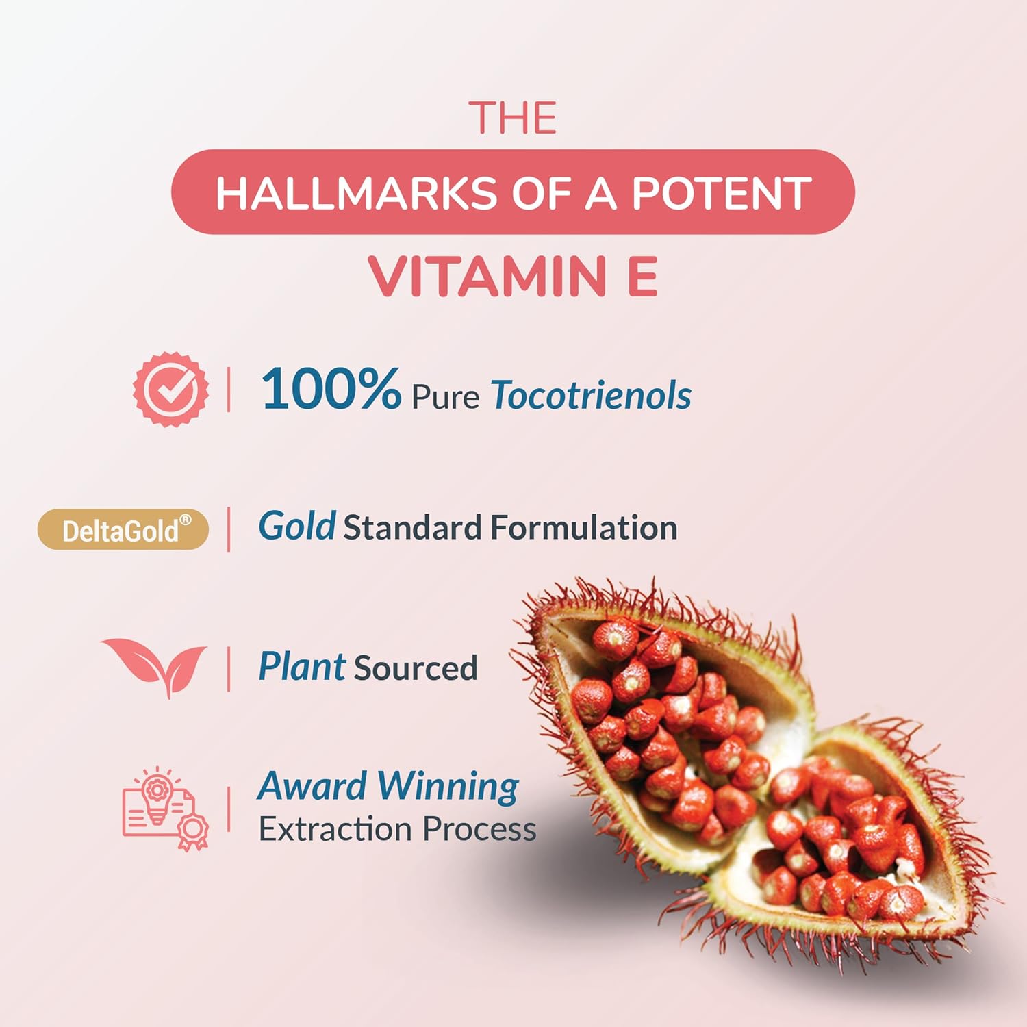 Eannatto Tocotrienols Vitamin E Supplements Tocopherol Free, Supports Immune Health, Non-GMO, Gluten Free & Antioxidant (125MG 30 Softgels)