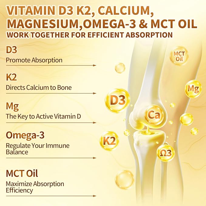 VivoNu Vitamin D3 K2 Drops, D3 20000 IU & K2 as MK-7 400mcg with Magnesium, Calcium, Zinc & Omega 3 for Immune*, Mood*, Bone* Health, Orange Flavor Vitamin D Liquid Drops Supplement, Non-GMO (1)