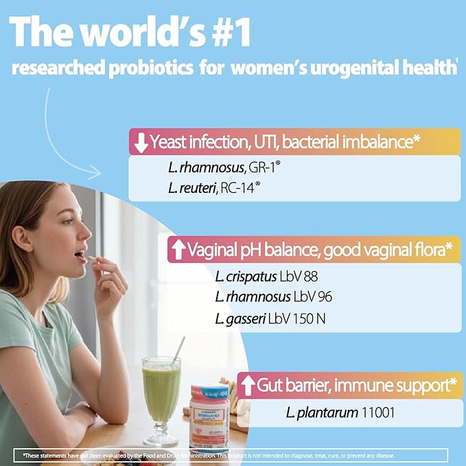 Life-Space Probiotic for Women, Support Healthy Vaginal Microflora & Comfort, Daily Supplement for Women, pH Balance with Lactobacillus rhamnosus, 6.3 Billion CFU & 6 Strains, 30 ct