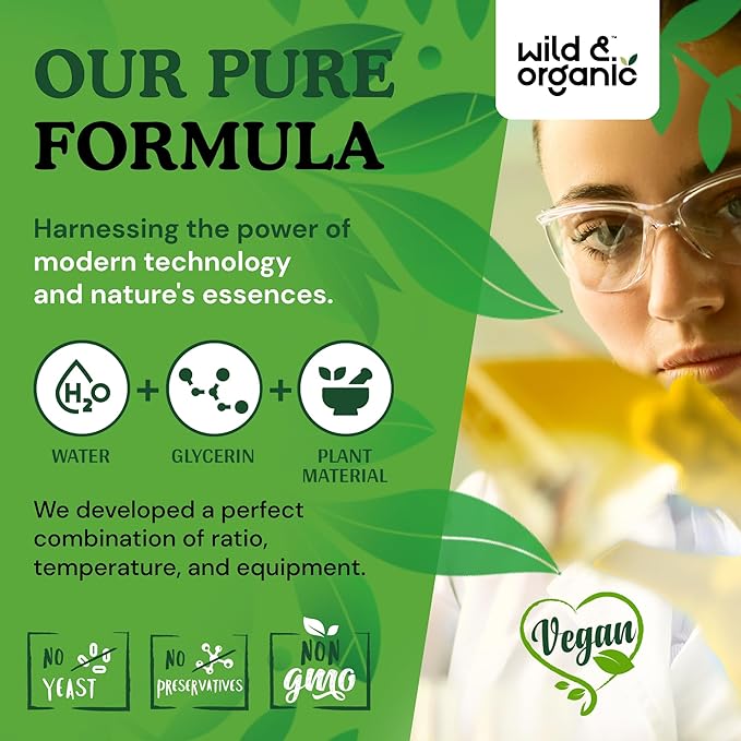 Wild & Organic Olive Leaf Extract Liquid Drops - Antioxidant & Immune Support - Oleuropein Olive Leaf Supplement - Vegan, Sugar & Alcohol-Free Drops - 2 fl oz