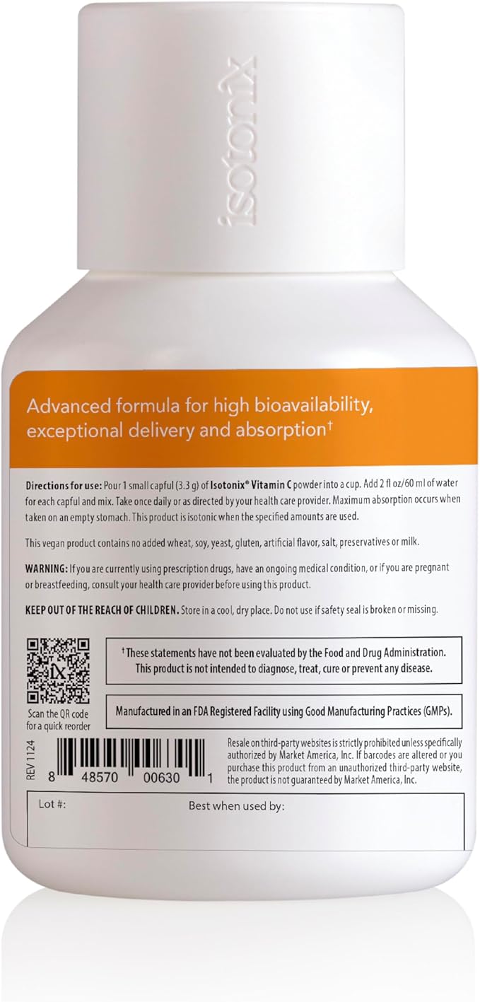 Isotonix Vitamin C Powder – 500 mg Buffered Vitamin C with Beta Carotene & Potassium for Antioxidant, Immune & Heart Support, Isotonic, Vegan, Gluten-Free, 90 Servings