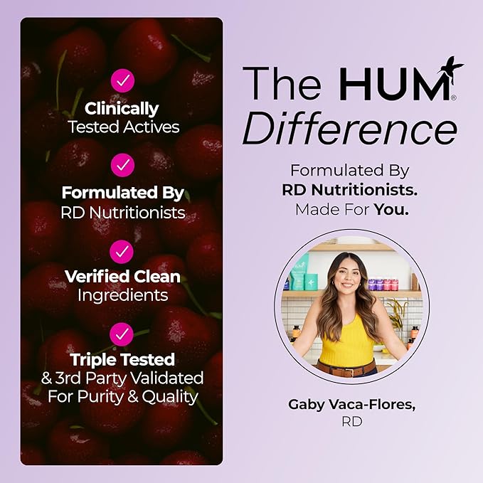 Hum Nutrition Dream Team Magnesium Bisglycinate Powder, L Theanine & Tart Cherry Magnesium Supplement Drink Mix, Support Rest, Relaxation & Sleep Routine, Gluten Free, Vegan, Cherry Lemon, 30 Servings