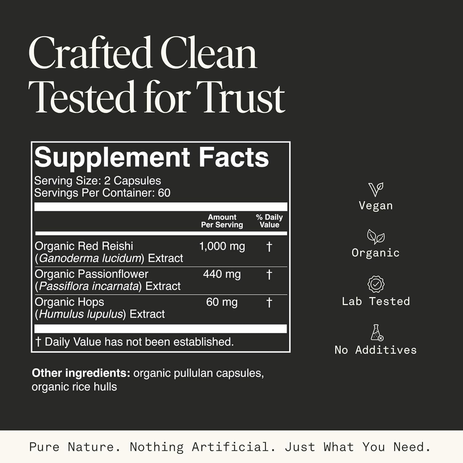 Mushroom Supplement with Reishi, Passionflower & Hops extracts - Sleep Supplements for Adults, Adaptogenic Capsules, 100% USDA Organic Mushrooms Complex - Vegan - Glass Jar, 120 Caps, 2 Month Supply