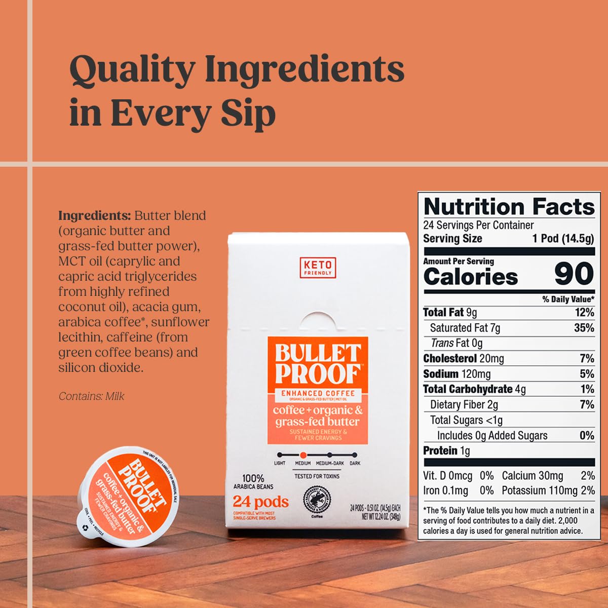 Bulletproof Coffee + Organic Grass-Fed Butter Single-Serve Pods, 10 Count, Keto Coffee, All-in-one Recipe with MCT Oil and Butter, Packaging May Vary (Pack of 2)