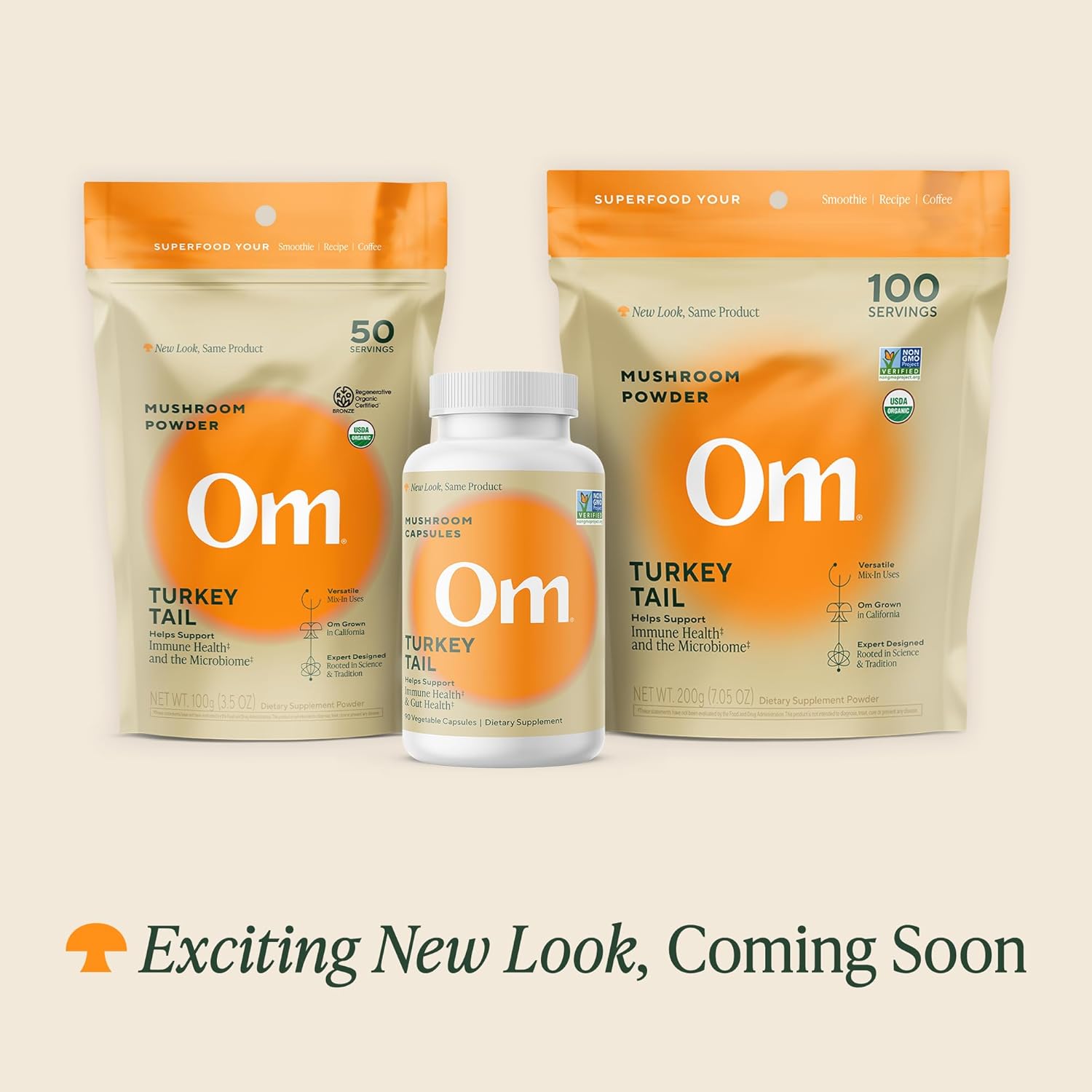 Om Mushroom Superfood Turkey Tail Organic Mushroom Powder Pouch, 7.05 Ounce, 100 Servings, Immune Support, Polysacchrides, Beta-Glucans, Gut Health & Holistic Defense Mushroom Supplement