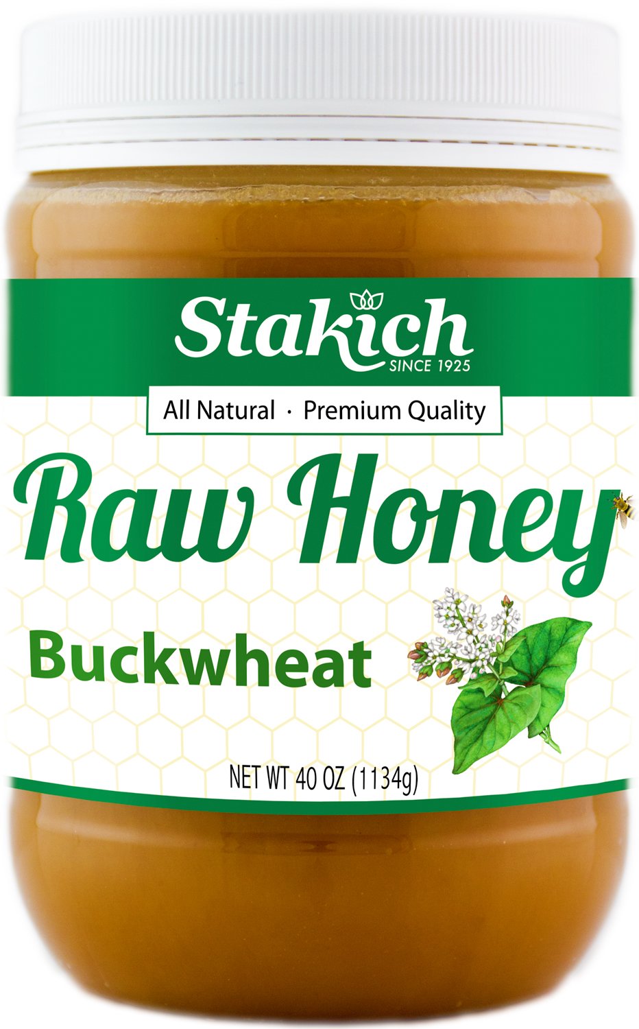 Stakich Buckwheat Antioxidant Raw Honey - Pure, Unprocessed, Unheated, Kosher (40 ounce))