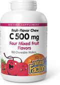 Natural Factors - Vitamin C 500mg, 100% Natural Fruit Chew, Mixed Fruit, 180 Chewable Wafers