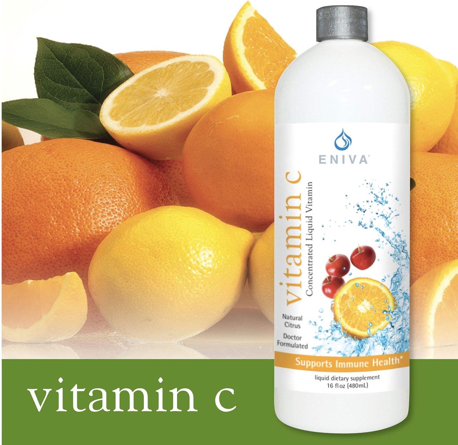Eniva Liquid Vitamin C | Immune Formula | Orange Citrus Flavor | All Naturally Sourced from Acerola Berries, Oranges, Cranberry, Rosemary | Sugar Free | Low-Carb & Keto Approved | 2 Month Supply