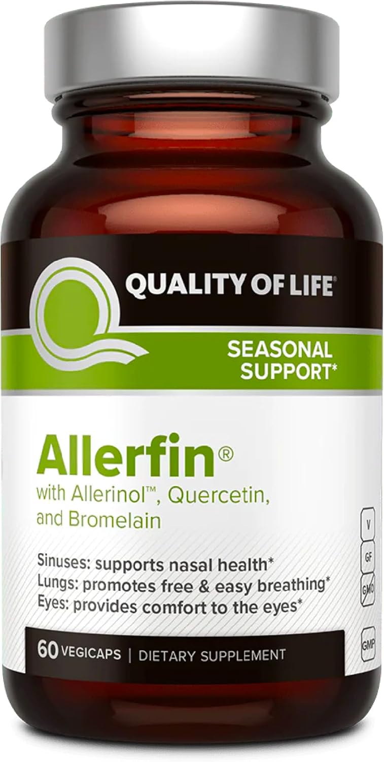 Quality of Life Premium Sinus Relief Supplement – Helps Support Sinus, Nasal, Lung, Seasonal & Allergy Relief - Includes Bromelain, Quercetin, Stinging Nettle & Allerinol – 60 Vegetable Capsules