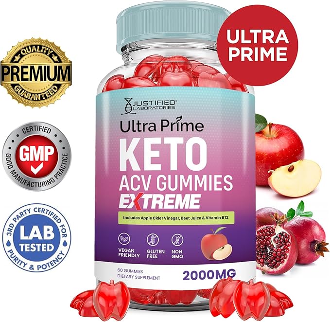 (10 Pack) Ultra Prime Keto ACV Gummies Extreme 2000MG UltraPrime Keto Gummies Apple Cider Vinegar Formulated with Pomegranate Beet Juice Powder B12 Vegan Non GMO 600 Gummys