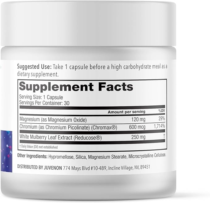 Juvenon SucraLow | Daily Carbohydrate Support & Vitality | Metabolism & Energy Supplement | 30 Capsules