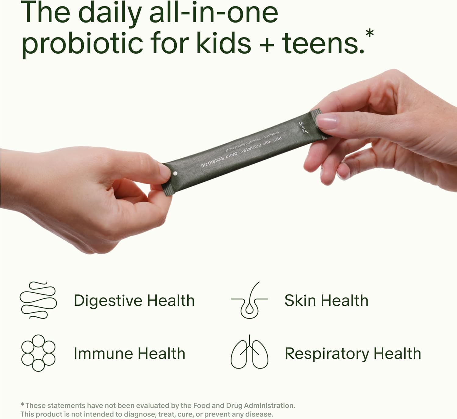 Seed PDS-08 Pediatric Daily Synbiotic - Fiber-Based Prebiotic & Probiotic for Kids - Digestive Health, Regularity, Constipation Relief - Ages 3-17 - Vegan and Shelf-Stable - 30 Sachets (30-Day Supply)