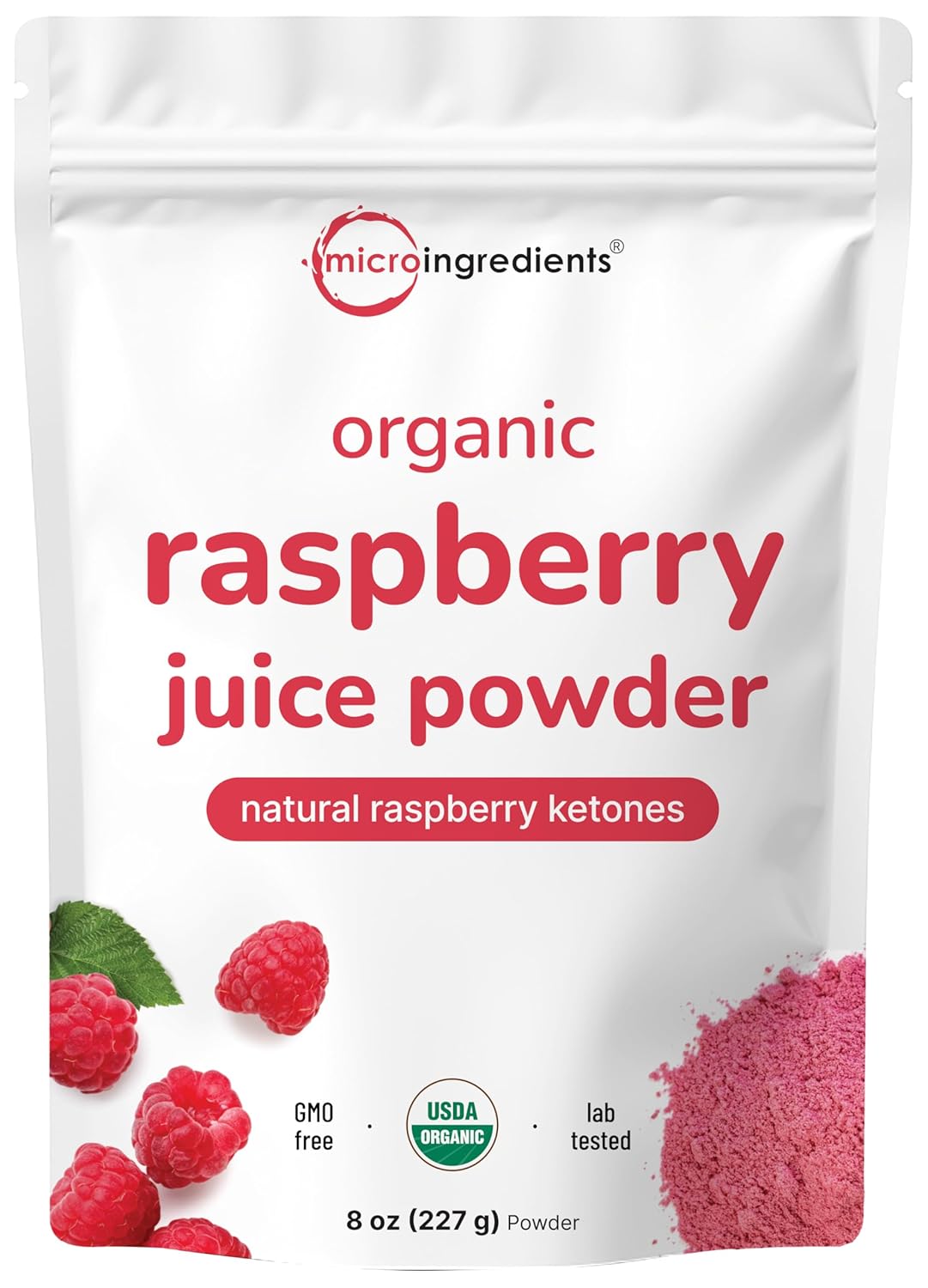 Organic Raspberry Juice powder, 8oz | 100% Natural Fruit Powder | Freeze-Dried Raspberries Source | No Sugar & Additives | Great Flavor for Drinks, Smoothie, & Beverages | Non-GMO & Vegan Friendly