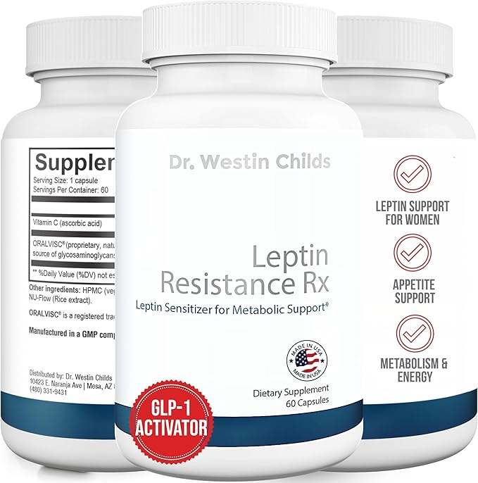 Dr. Westin Childs | Leptin Resistance Rx – Natural Leptin Sensitizer Support Supplement for Women & Men, Thyroid, Metabolic Health, Vitality, Energy, Focus with Glycosaminoglycans, Vitamin C - 60 ct