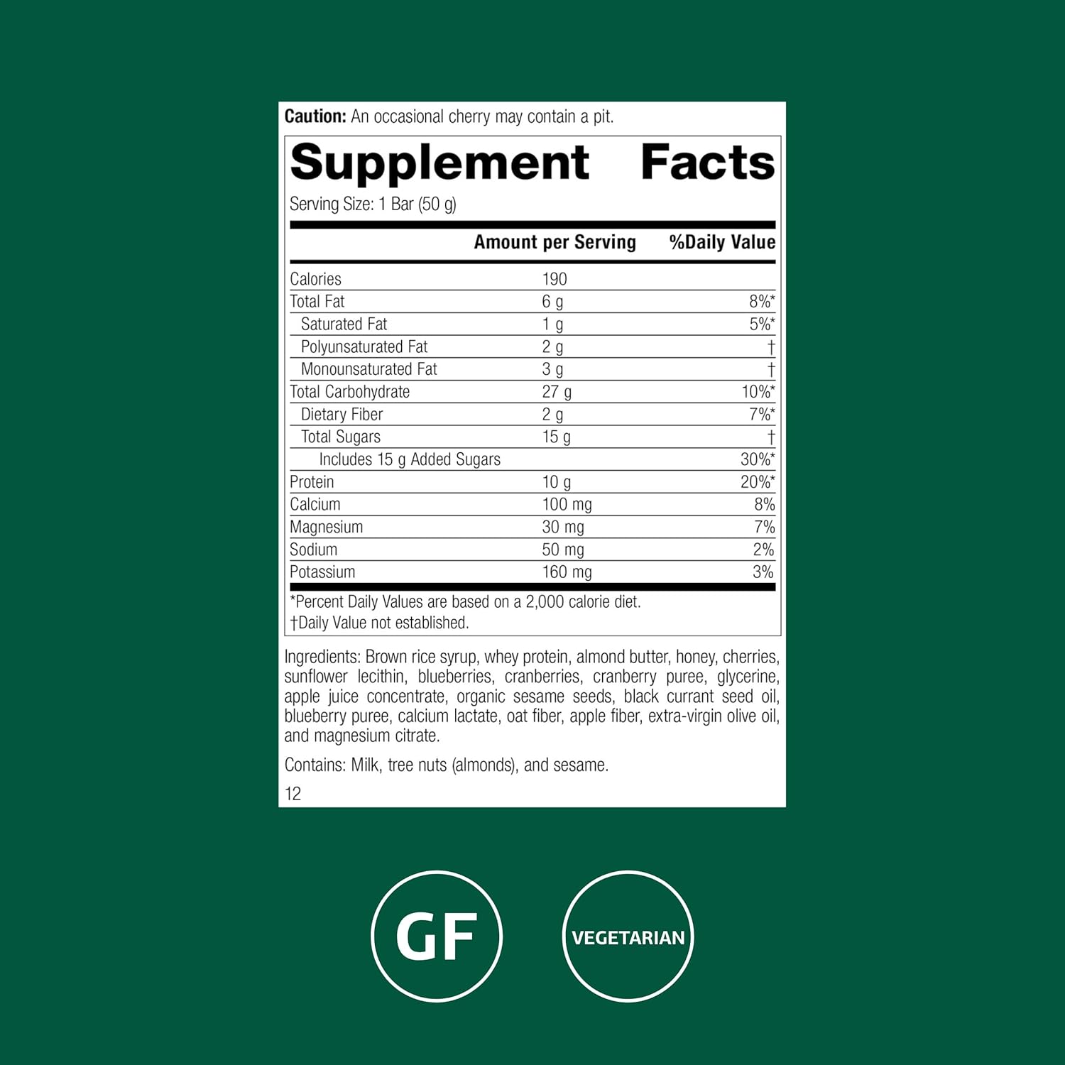Standard Process StandardBar - Gluten-Free & Vegetarian Protein Bar - Whole Food-Based Bar with Blueberries, Cranberries & Cherries - Offers 10 g of Protein - Berry, 18 Bars
