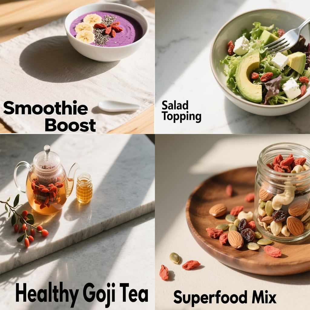 DABC OAK LAND Goji Berries, Wolfberry Premium Large Berry Form 5A Wolfberry 100% Natural Sun-Dried Whole Fruit, S Great Flavor for Soup Drinks, Snacks, Beverages 8OZ/Bag XXXL