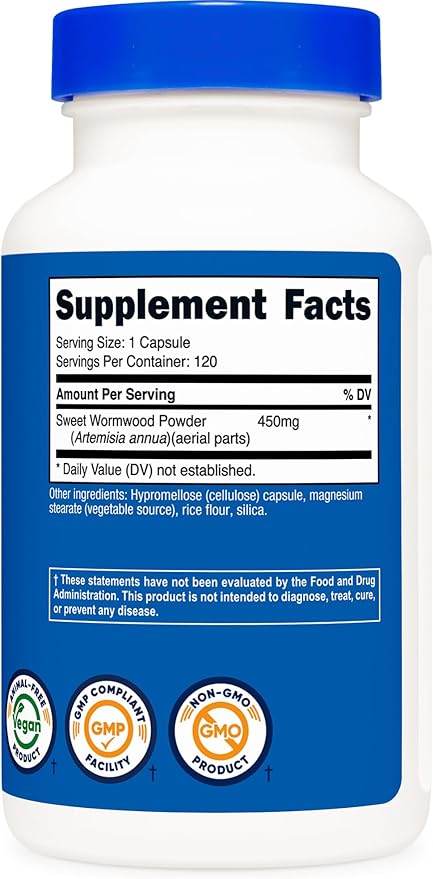 Nutricost Wormwood Capsules 450mg 120 Capsules - Vegetarian Caps, Gluten Free and Non-GMO