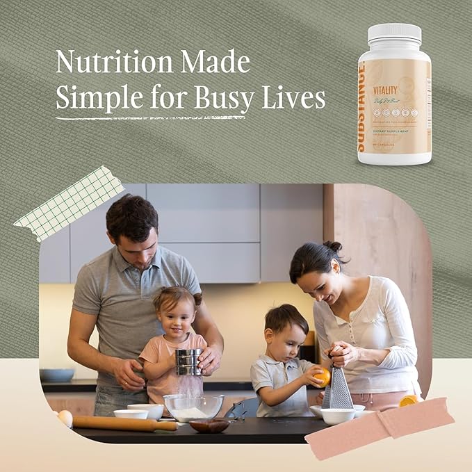 SUBSTANCE. Nature’s Vitality Daily D3 Boost Supplement - Vitamin D3, Zinc, Elderberry, Turmeric & Ginger - Immune Support & Bone Health - 90 Capsules