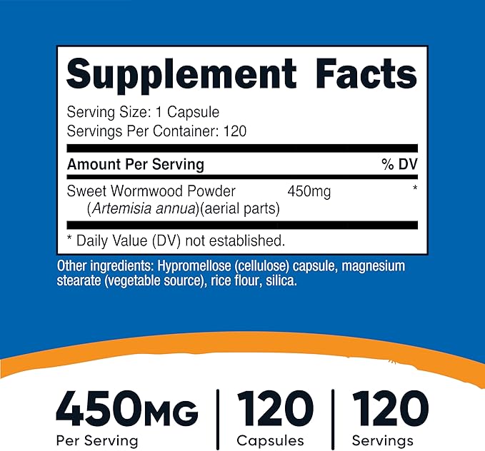 Nutricost Wormwood Capsules 450mg 120 Capsules - Vegetarian Caps, Gluten Free and Non-GMO