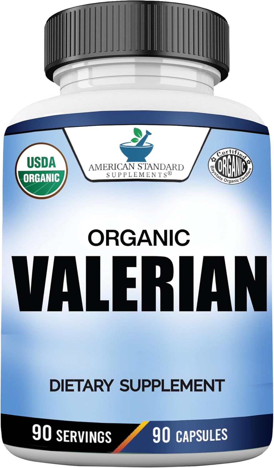 American Standard Supplements Organic Valerian – Vegan, Gluten Free, Non-GMO, 90 Capsules, 90 Servings