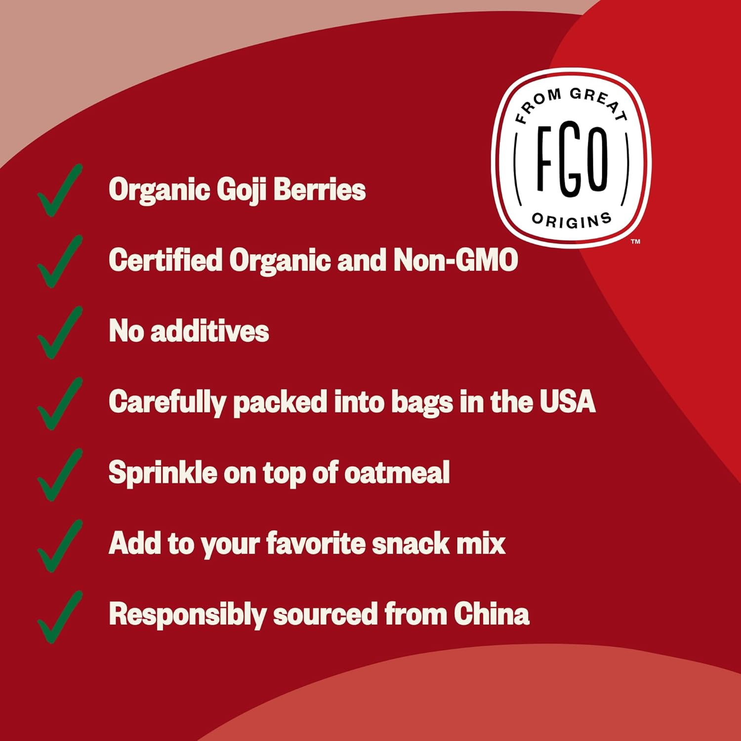 FGO Organic Goji Berries, Large & Chewy, from Ningxia, 32oz (Pack of 1)