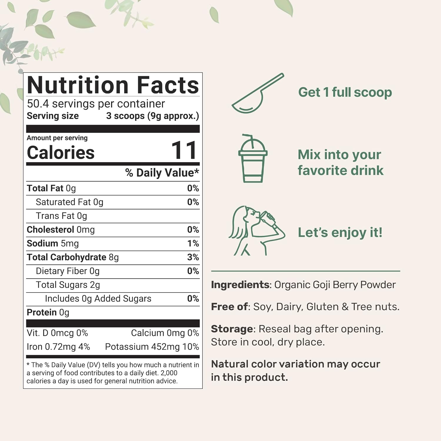 Organic Goji Powder, 16 Ounces | 100% Natural Fruit Source | Sulfate & Additive Free | Great Flavor for Drinks, Snacks, & Beverages | Non-GMO & Vegan