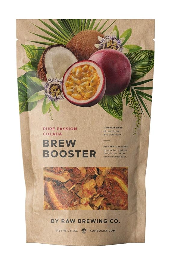 Kombucha.com Pure Passion Colada BREW BOOSTER - Super Premium Passionfruit Coconut Blend w/ Botanicals for Creating Store Quality Kombucha, Flavored Iced Tea, Sangria, and More - All Natural, Loose Leaf, Caffeine Free, No Artificial Flavors, Immunity B...