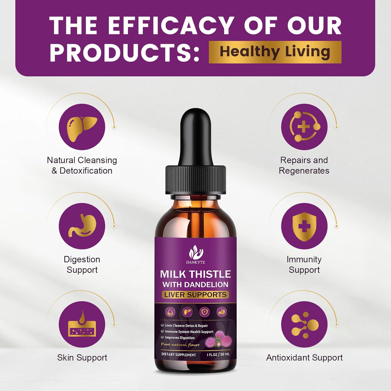 (1 Pack) Milk Thistle Supplement for Liver Cleanse Detox & Repair, Liver Detox Drops with Organic Milk Thistle Seed, Artichoke Extract, Dandelion, Turmeric and Vegan, Non-GMO, Gluten-Free - 1 Fl Oz