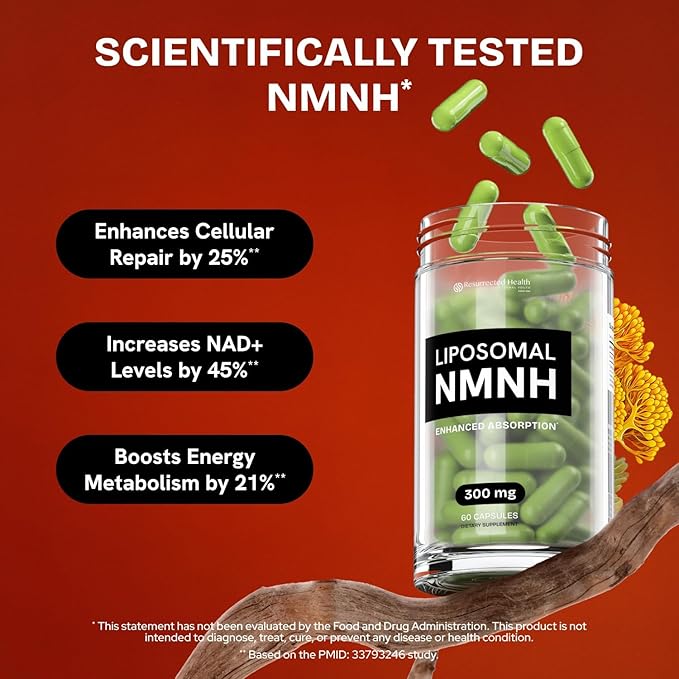 Liposomal NMNH Supplement 300mg – Boosts NAD Anti-Aging, Energy & Focus – NMM Capsules Alternative to for Cellular Vitality – Third-Party Tested, 240 Vegan Capsules | 4 Packs