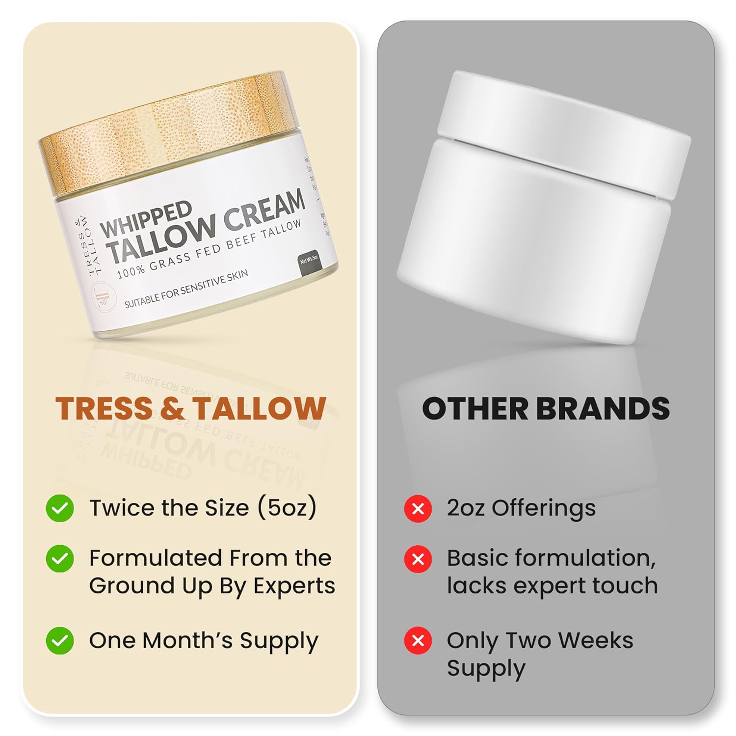 100% Organic Grass Fed Beef Tallow for Skin | Whipped Beef Tallow For Face | Tallow Moisturizer| Premium Beef Tallow for Women With Aloe Vera & Raw Honey & Beeswax- 5 FL.Oz