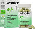 wholier Supergreens Multi, Daily Greens, Plant-Based Multivitamin for Women + Men, Whole Food Vitamins + Minerals, Prebiotics for Gut Health, Adaptogens (60 Vegan Capsules) Glass Bottle