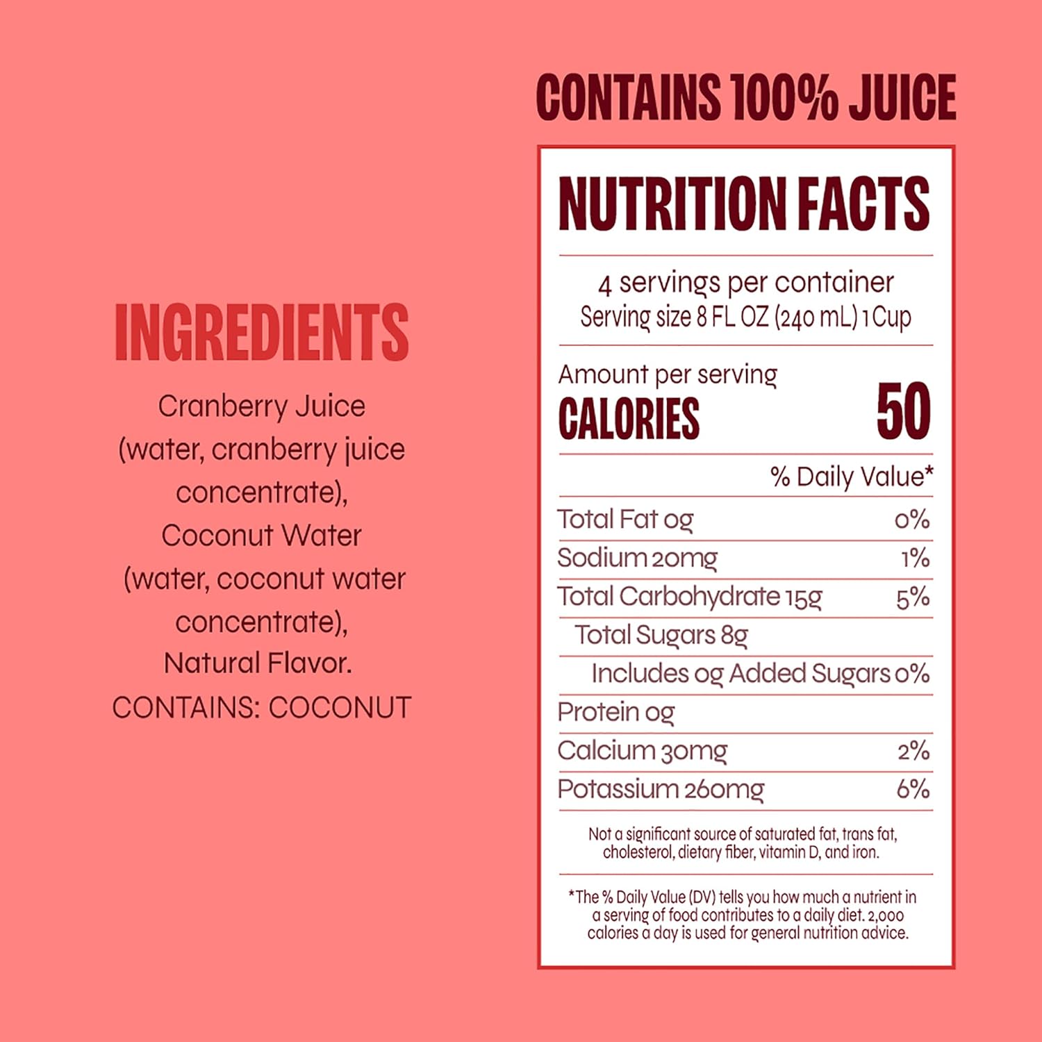 Revl Fruits™ 100% Juice, Boldly Cran™ Cranberry Juice, No Added Sugar, 32 fl oz. Carton (Pack of 6)
