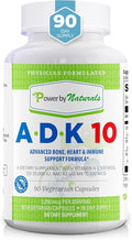 Power By Naturals ADK Vitamin Supplement – ADK 10 High Potency with Vitamins A, D3 10,000 IU & K2 MK7 for Superior Heart, Immune & Bone Health Support – 90 Capsules, 1 Pack (3-Month Supply)
