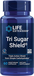 Life Extension Tri Sugar Shield®, Sorghum bran, White Mulberry, phloridzin Apple polyphenol, Three Botanical extracts Promote Healthy Glucose Metabolism, Gluten-Free, Non-GMO, Vegetarian, 60 Capsules