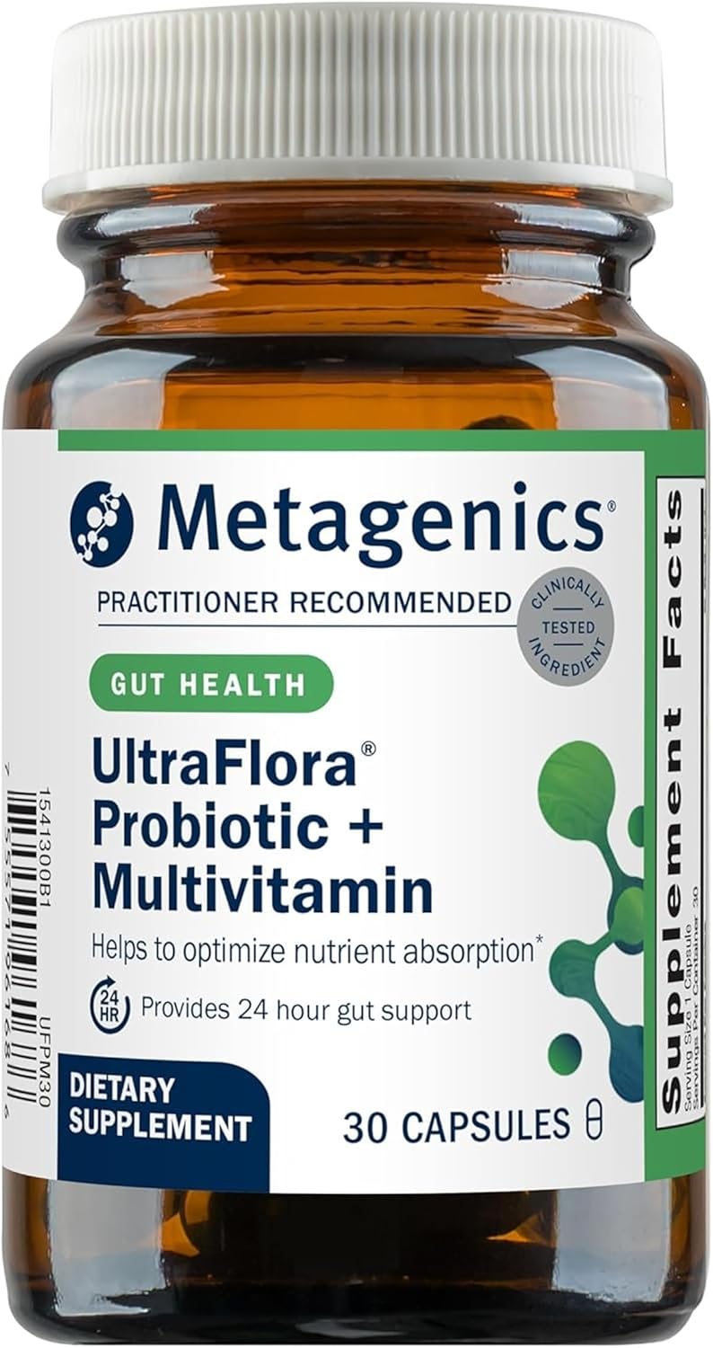 Metagenics UltraFlora Probiotic + Multivitamin 30 C - One-a-Day Gut Health Supplement Capsules for Digestive Balance Support - Simplify Your Supplement Regimen - 24-Hour Gut Support - 30 Count