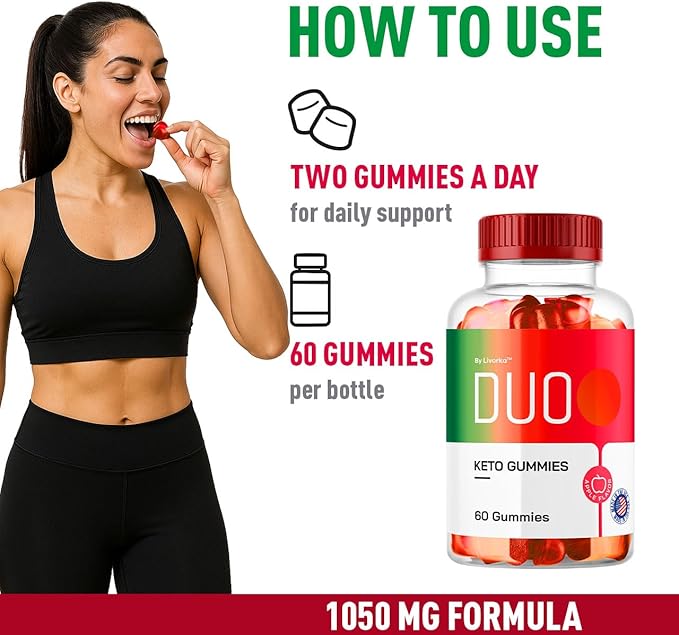 (2 Pack) Duo Keto ACV Gummies, Duo, Duo Gummies, Duo Keto, Duo Keto Gummies, Apple Cider Vinegar Gummies, Keto Duo ACV Gummies Advanced Formula 1050MG, 120 Gummys for 2 Months